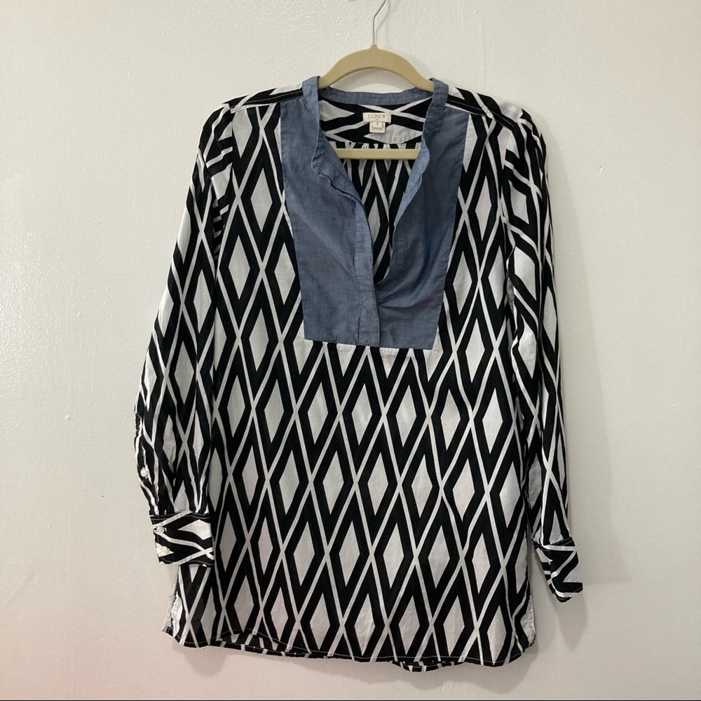 J. Crew Black and White Chambray Coverup Tunic Size Small
